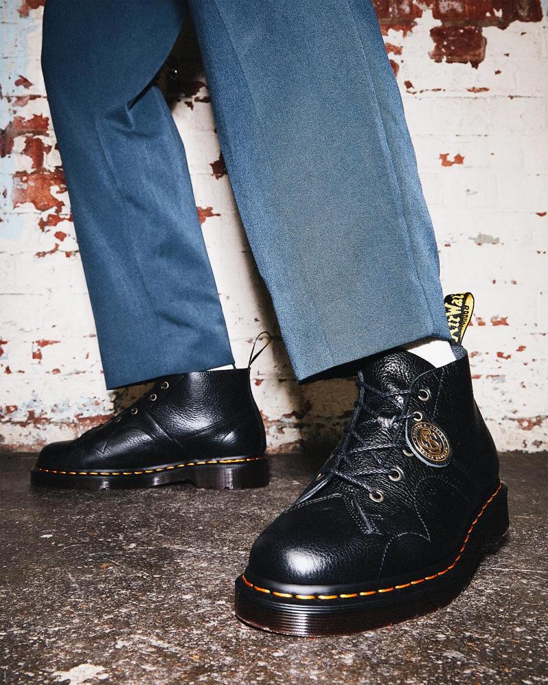 Black Women's Dr Martens Church Buckingham Leather Monkey Boots | CA 225CTV